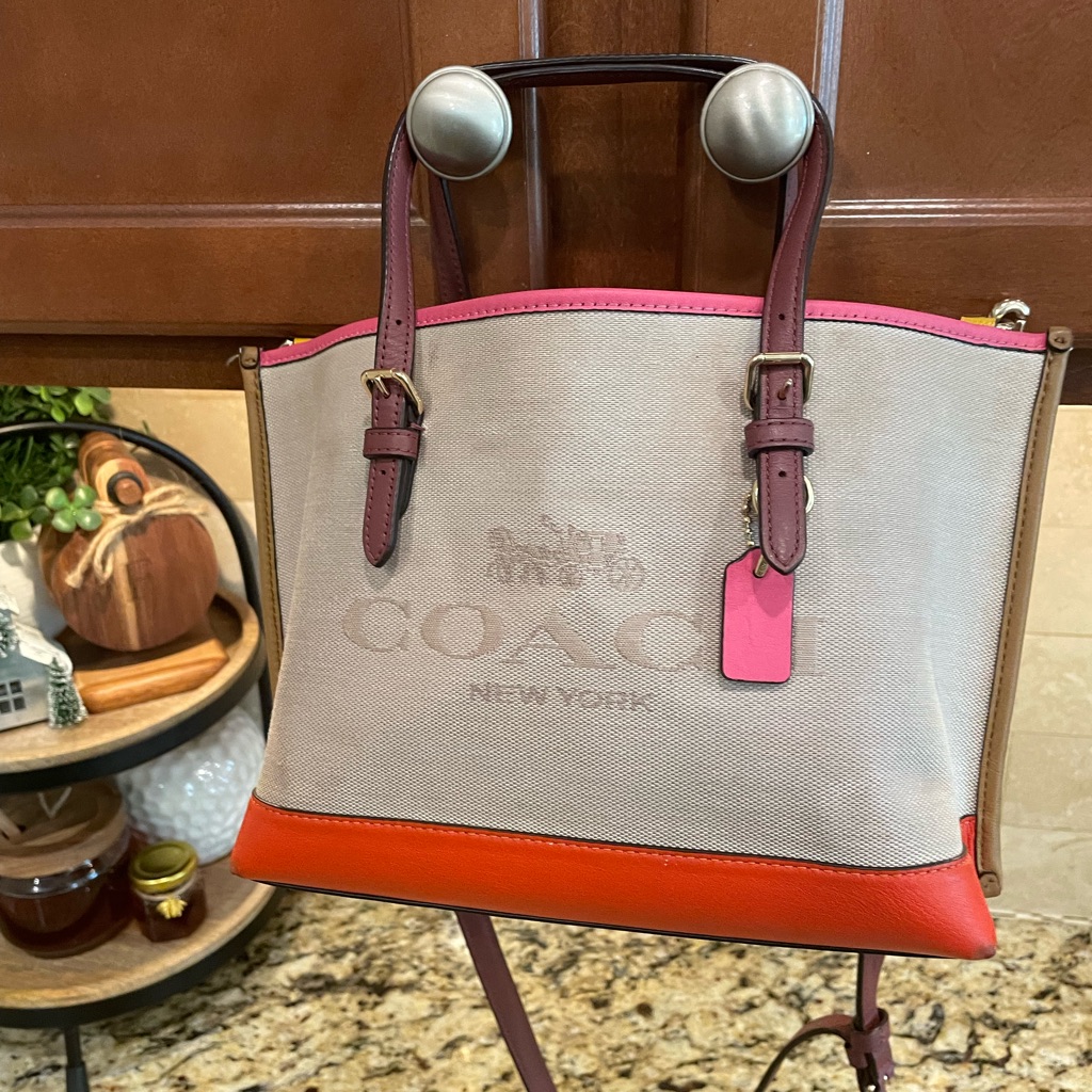 Coach Tan And Orange Tote Bag Multicolor Crossbody Strap
